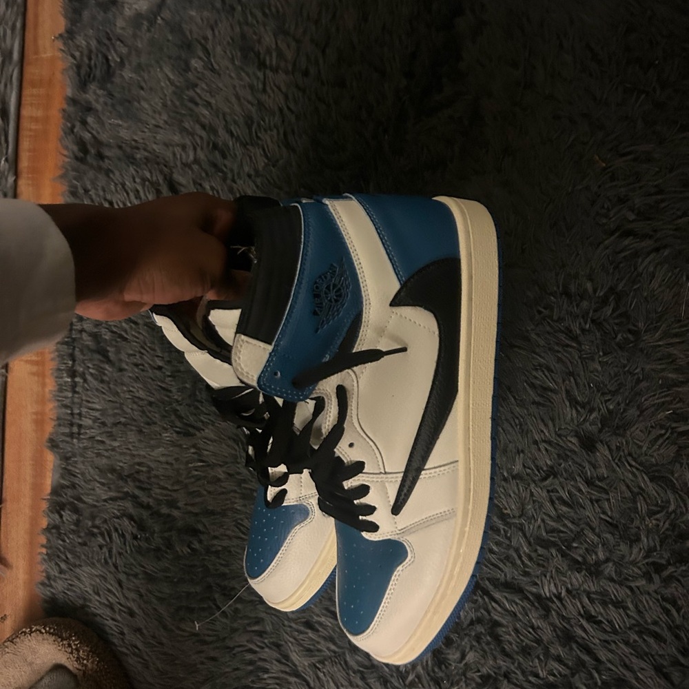 Jordan Blue and White High-Top Sneakers